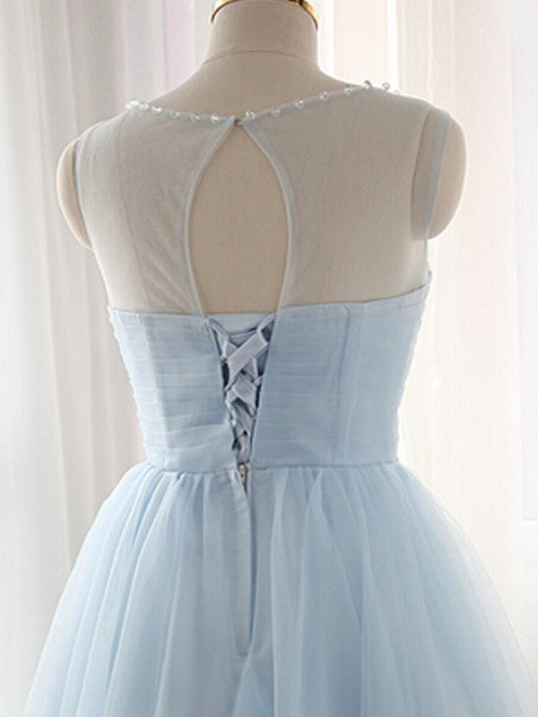 Wholesale A-Line/Princess Scoop Beading Sleeveless Short/Mini Tulle Dresses